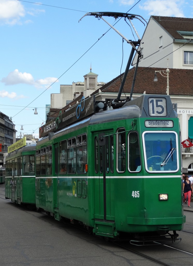 BVB Basel Be 4/4 465 in Basel Marktplatz am 25.07.15