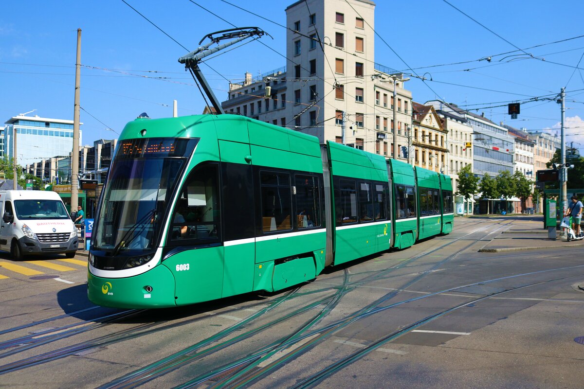BVB Basel Bombardier Flexity Be4/6 Wagen 6003 am 11.07.23 in Basel