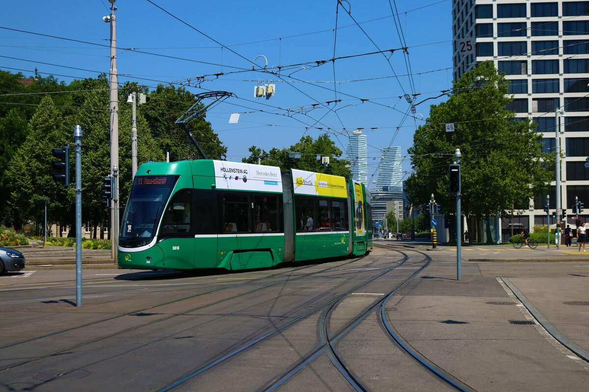 BVB Basel Bombardier Flexity Be6/8 Wagen 5016 am 11.07.23 in Basel