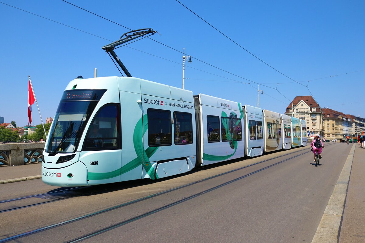BVB Basel Bombardier Flexity Be6/8 Wagen 5036 am 11.07.23 in Basel