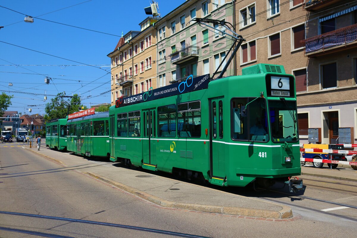 BVB Basel Schindler Cornichon Be4/4 Wagen 481 am 11.07.23 in Basel 