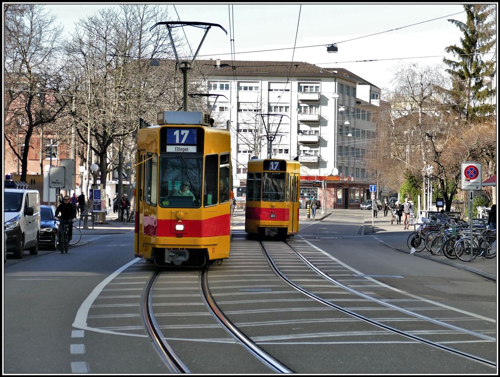 BVB Be 6/8 Flexity2 von Bombardier in Basel.(16.02.2019)
