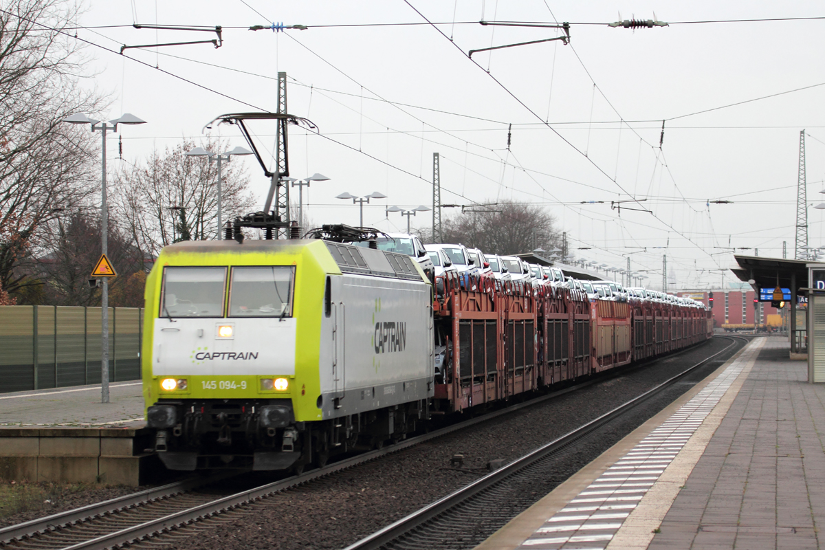 Captrain 145 094-9 durchfährt Nienburg(Weser) 18.12.2018