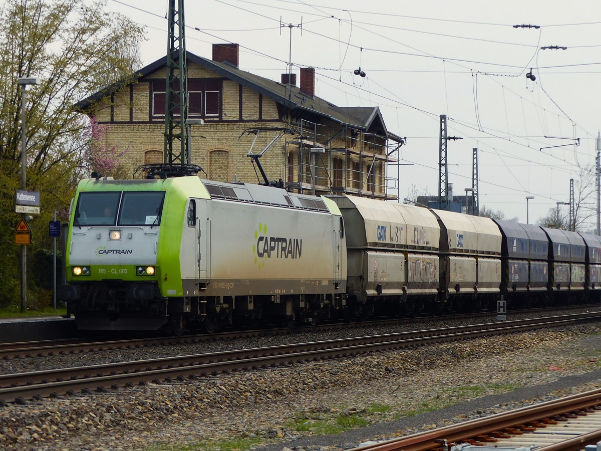 CAPTRAIN 185 503 mit Güterzug in Kattenvenne, 06.04.2023