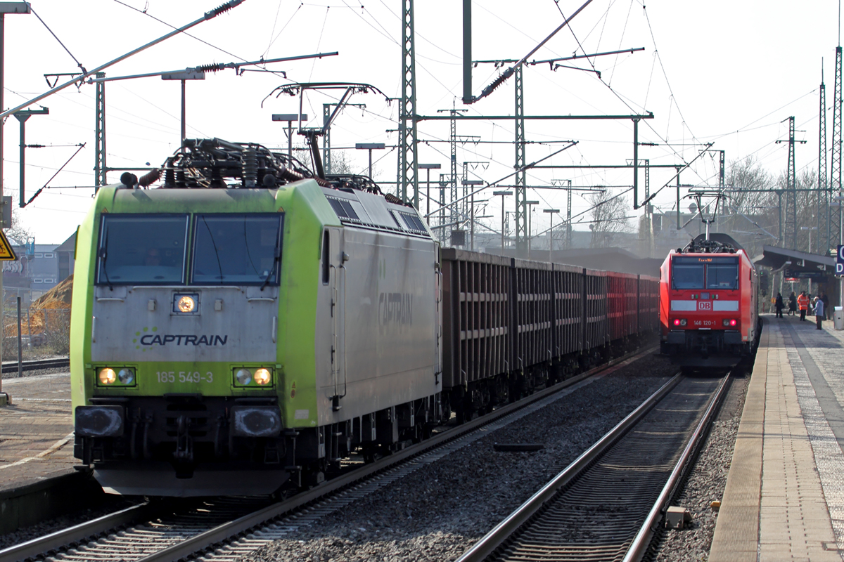 Captrain 185 549-3 durchfährt Recklinghausen Hbf. 25.3.2018