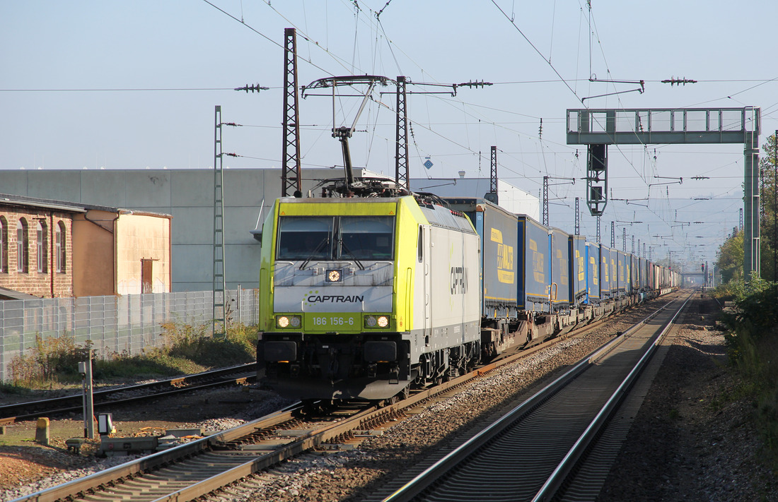 Captrain Deutschland CargoWest 186 156 // Bahnhof Muggensturm // 1. November 2019