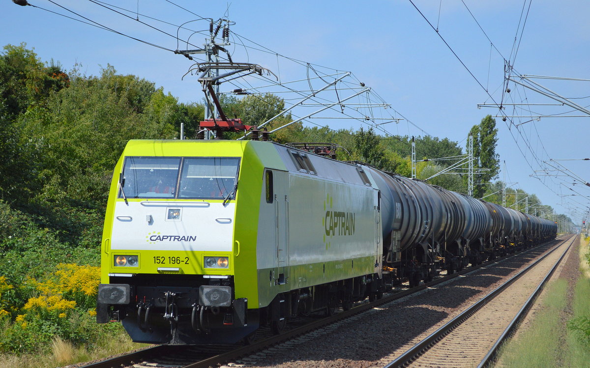 Captrain/ITL  152 196-2  [NVR-Number: 91 80 6152 196-2 D-ITL] mit Kesselwagenzug am 08.08.18 Bf. Berlin-Hohenschönhausen.