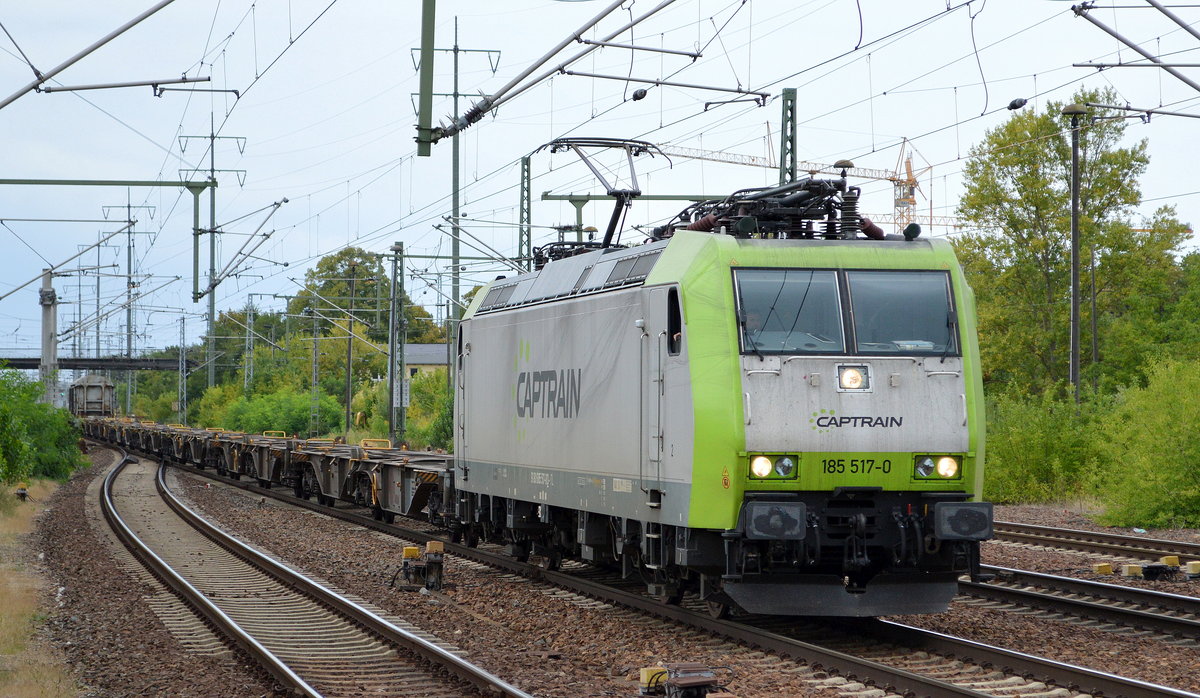 Captrain/ITL  185 517-0  [NVR-Number: 91 80 6185 517-0 D-ITL] mit gemischtem Güterzug (leer) am 20.08.18 Bf. Flughafen Berlin-Schönefeld.