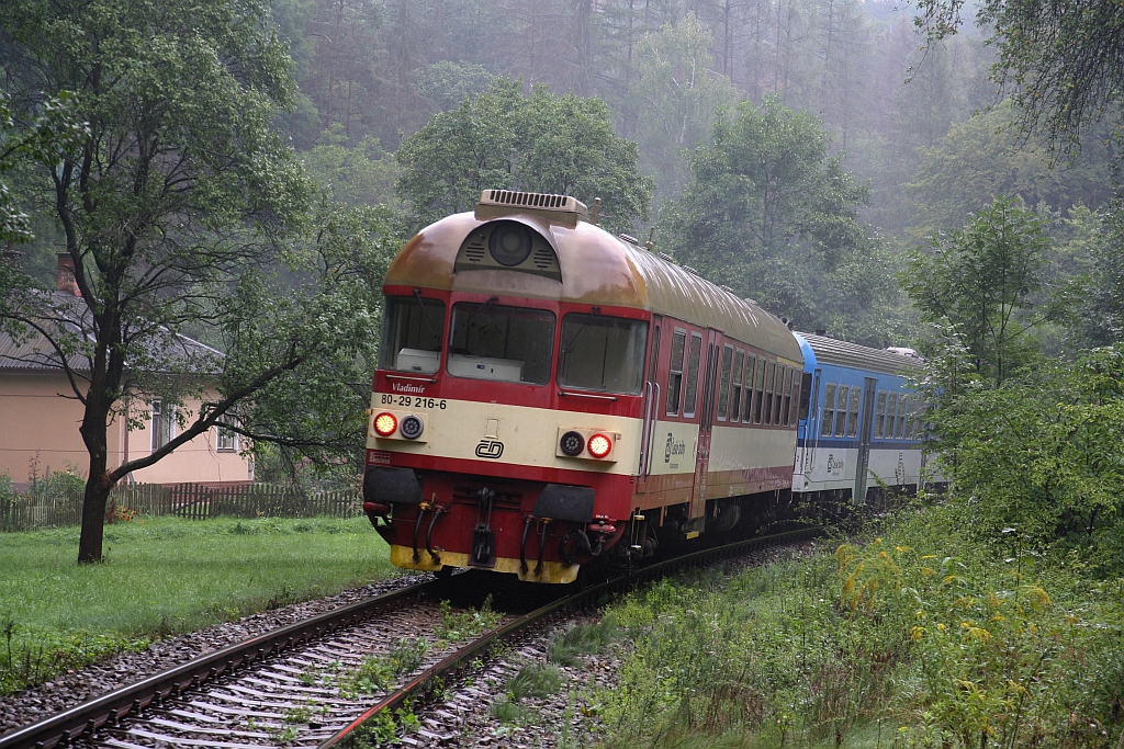 CD 0 54 80-29 216-6 ABfbdtn hat am 07.September 2019 als letztes Fahrzeug des Os 4449 (Ivancice - Brno hl.n.) die Haltestelle Radostice verlassen.
