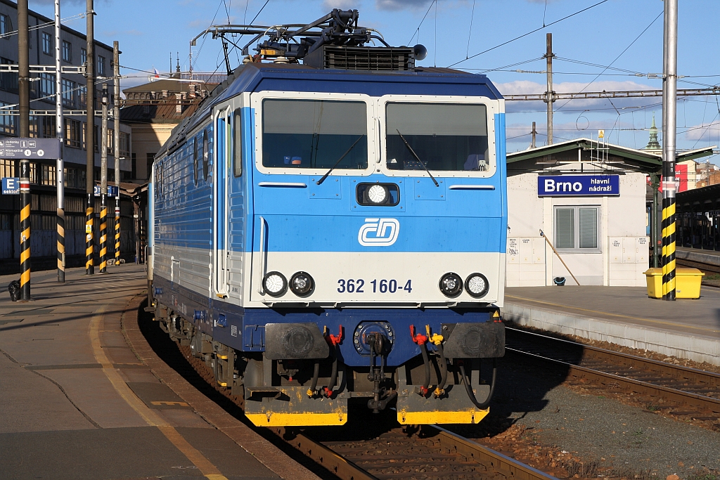 CD 362 160-4 im Bahnhof Brno hl.n. am 29.September 2018.