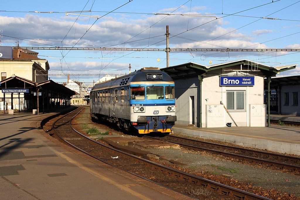 CD 854 026-2 im Bahnhof Brno hl.n. am 29.September 2018.