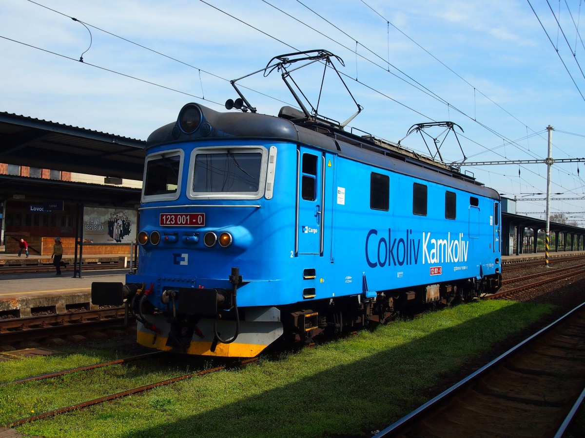 CD Cargo 123 001-9 im Hauptbahnhof Lovosice am 7. 4. 2014.