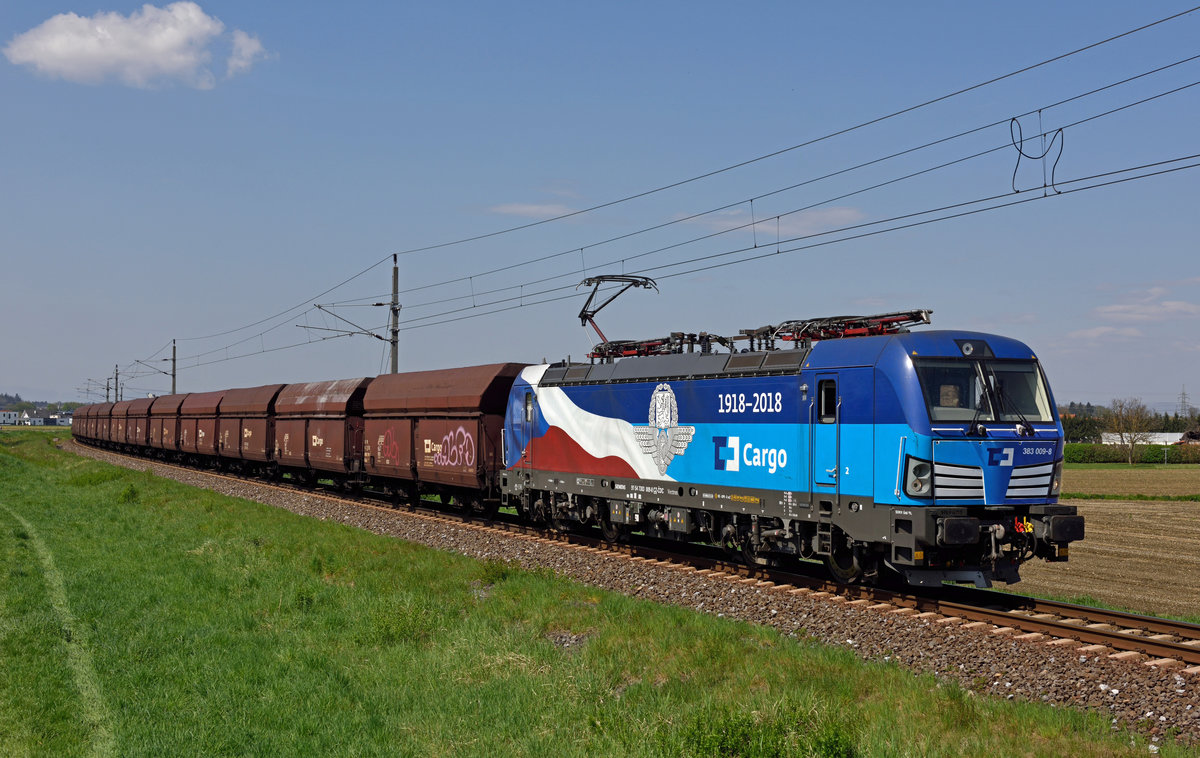 CD-Cargo 383 009   100 Jahre Unabhänigkeit  brachte am 17. April 2019 den WeKo  47589 nach Werndorf.