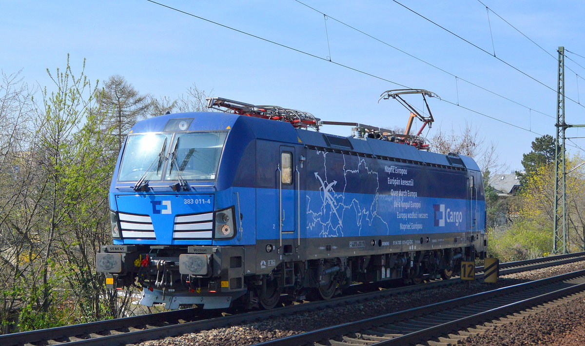 CD Cargo mit 383 011-4 (91 54 7383 011-4 CZ-CDC) am 02.04.19 Dresden-Strehlen. 