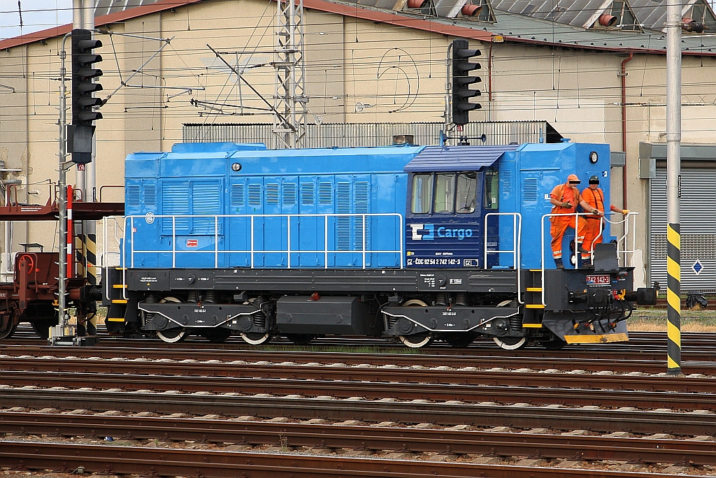 CDC 742 142-3 am 14.August 2018 beim Verschub im Bahnhof Breclav.