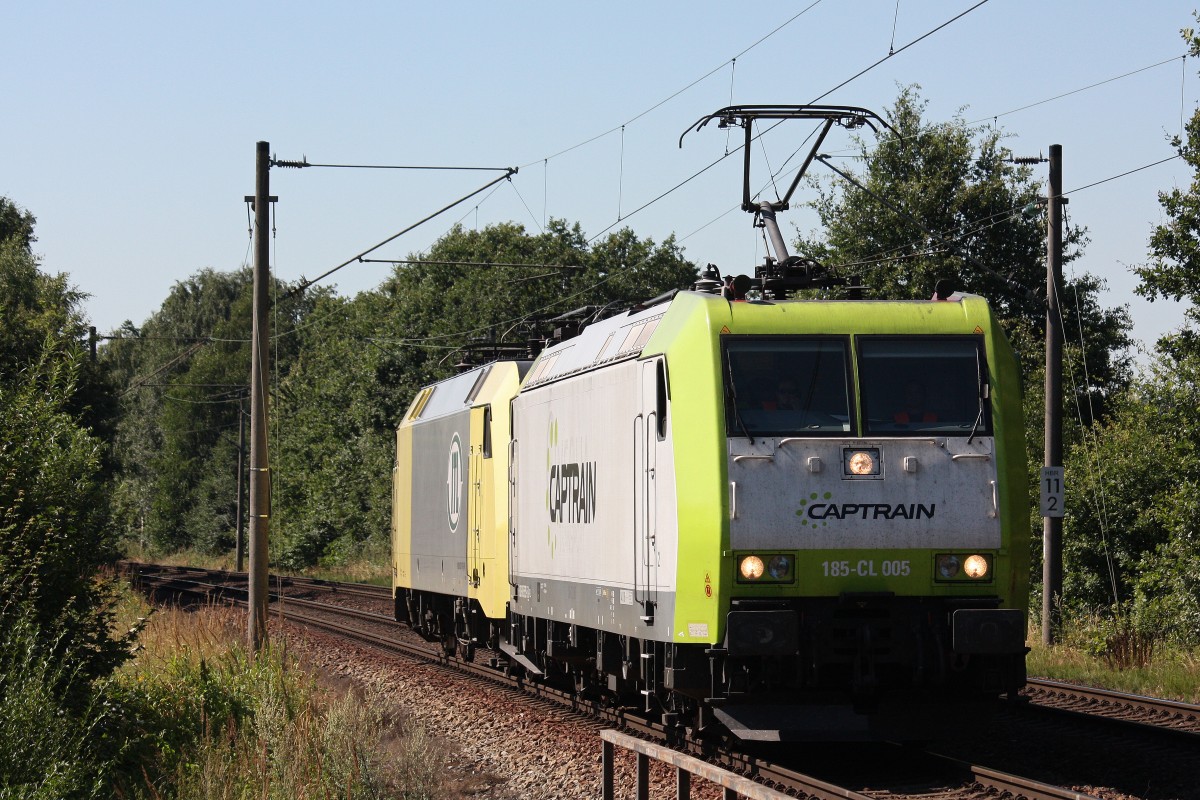 CDT/ITL 185-CL 005 mit ITL 152 197 am 2.8.13 als Lokzug in Hamburg-Moorburg.