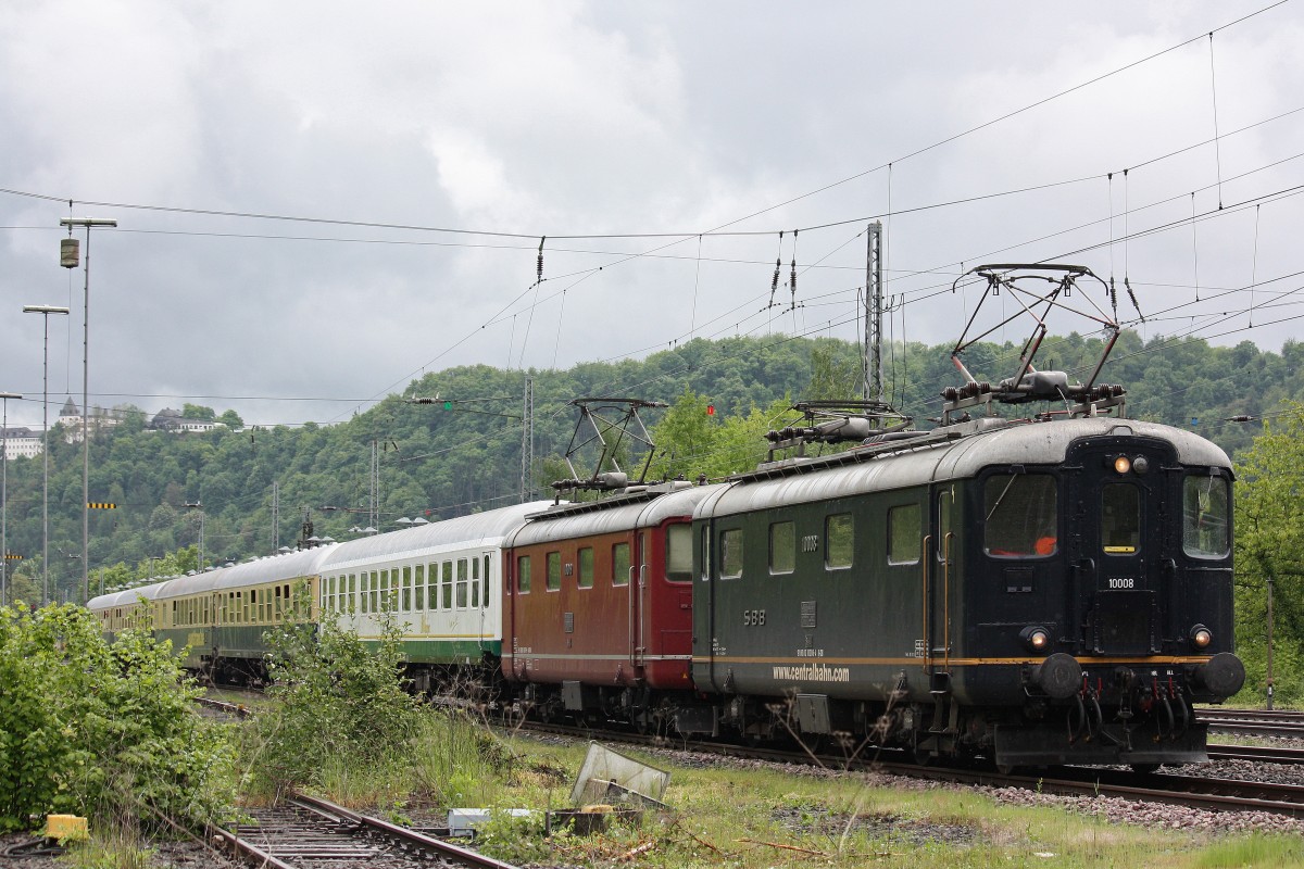 CentralBahn 10008+10019 am 20.5.13 mit dem Hetzerather in Bullay.