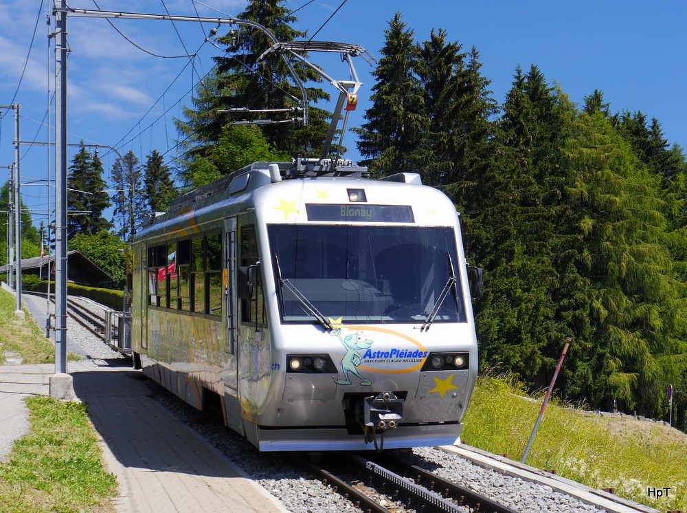 CEV / Goldenpass - Zahnradtriiebwagen Beh 2/4 72 unterwegs bei Lally am 06.07.2014
