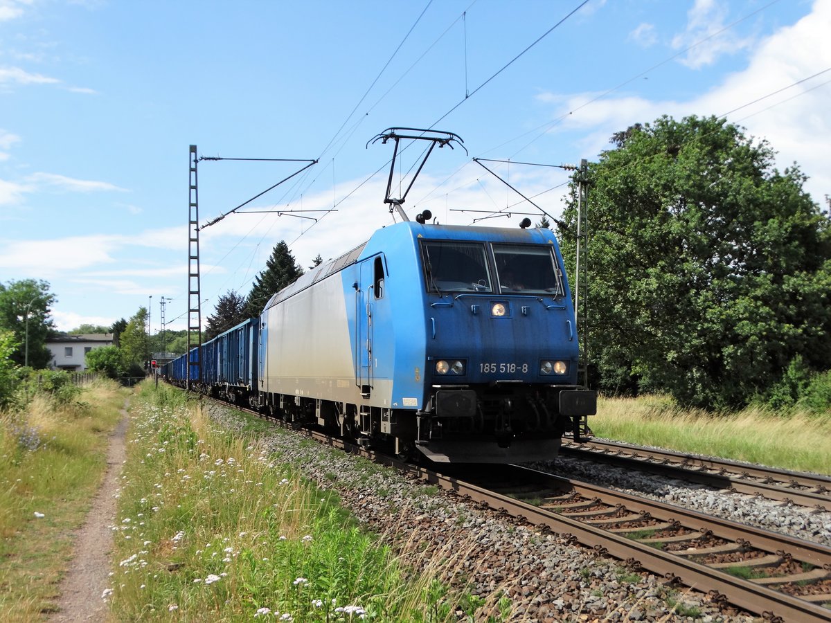 CFL Cargo 185 518-8 mit PKB Wagen am 28.06.17 in Hanau West