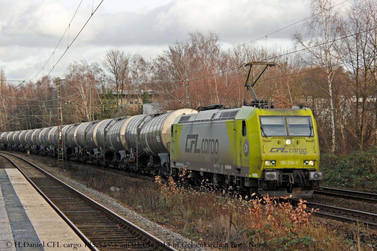 CFL cargo 185 534-5 am 03.01.2014 in Gelsenkirchen Buer Nord.