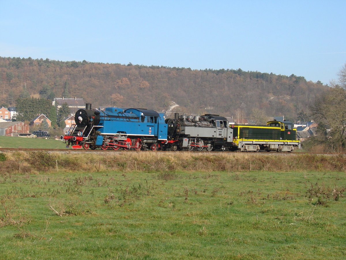CFV3V - Nochmals ein Lokzug ... BB63149 (ex-SNCF), 64-250 (ex-DB), Tkt 48-87 (ex-PKP) ... fahrt im Bf. Treignes - 12-11-2011