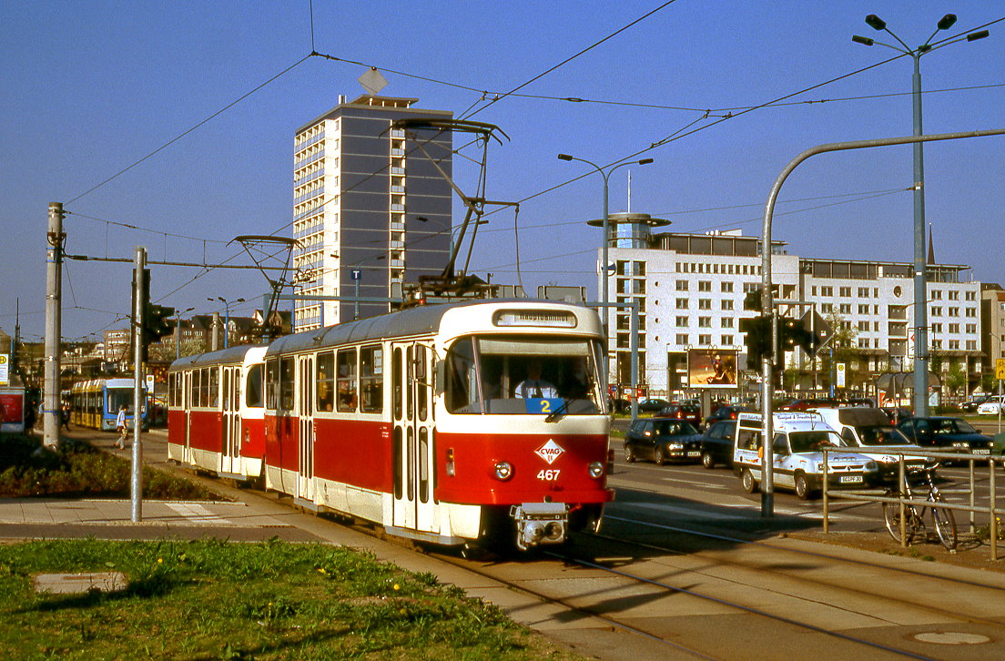 Chemnitz 467 + 468, Bahnhofstraße, 02.05.2001.
