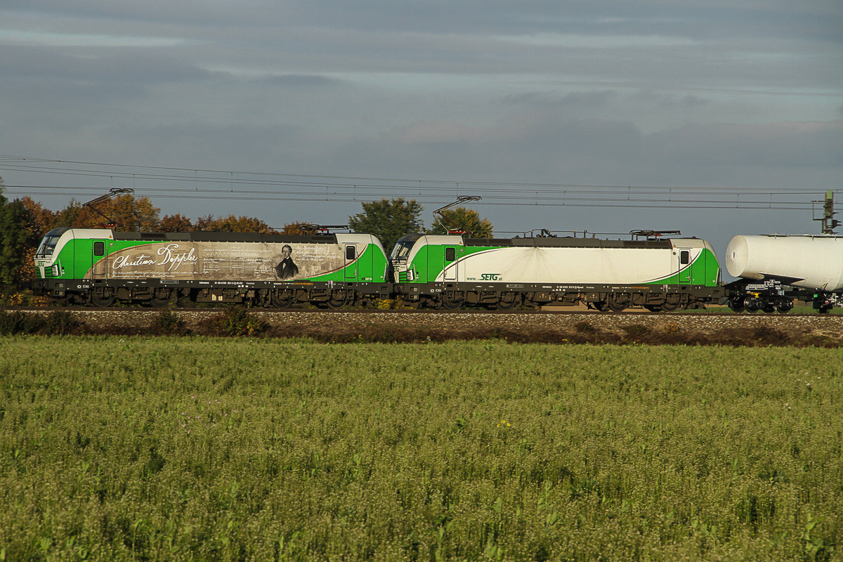 Christian Doppler, mit fast Schallgeschwindigkeit auf der Strecke Rosenheim München bei Zorneding am 30.10.16.