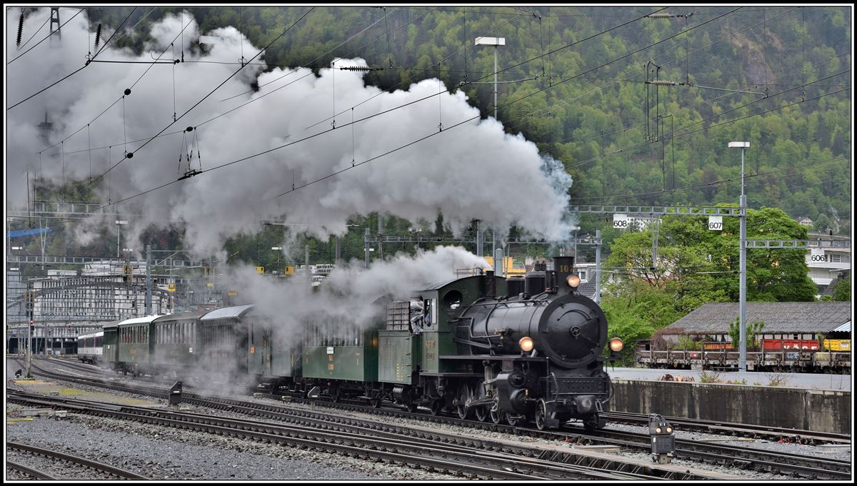 Chur Vorbahnhof Freiverladeplatz.  Muttertags Dampffahrt Davoser Rundfahrt mit G 4/5 107  Albula . (12.05.2019)