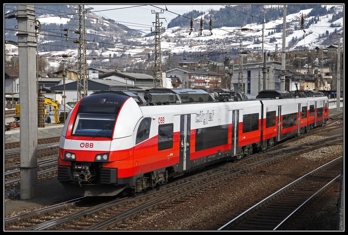 Cityjet 4746.502 als Probezug in Schwarzach St.Veit am 15.03.2018.