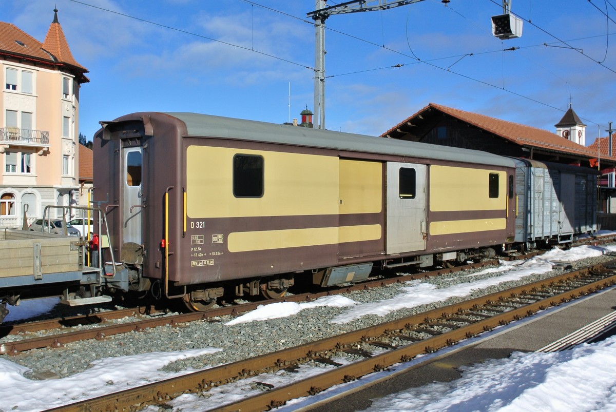 CJ D 321 (ex. BOB) abgestellt in Saignelgier, 07.01.2015.