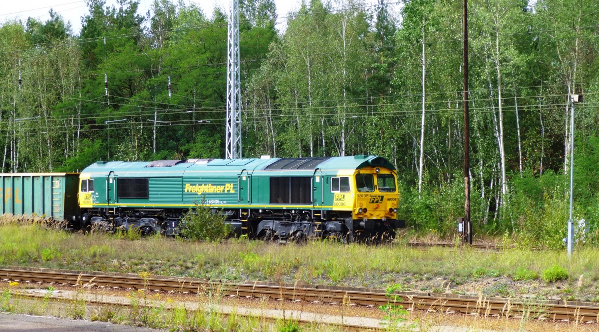 Class 66 am 08.09.2012 kurz vor der Einfahrt in Hosena/Nord 