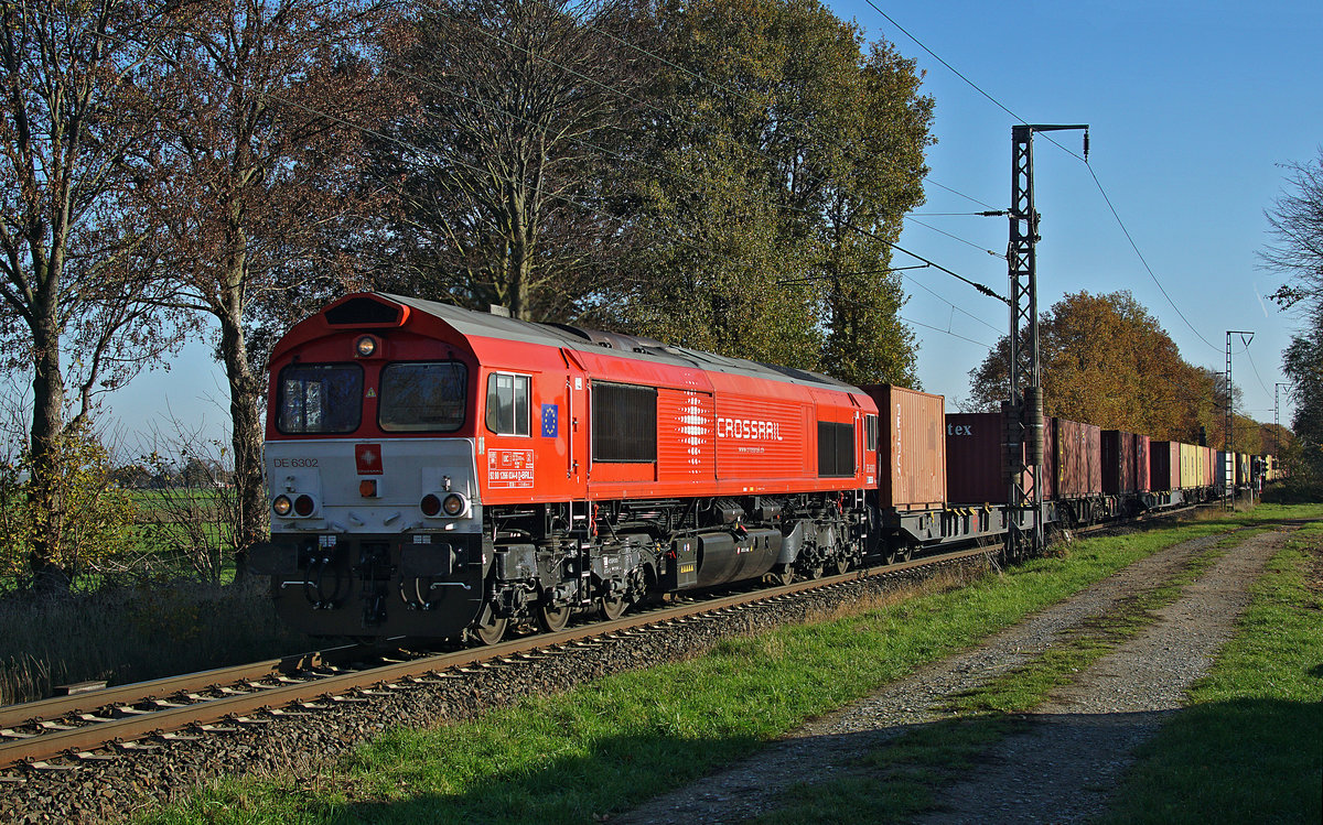 Class 66 DE 6302 von Crossrail am 24.11.2020 in Boisheim.