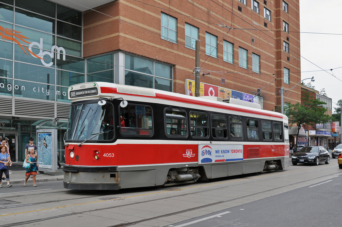 CLRV Tramzug der TTC 4053, auf der Linie 505 unterwegs in Toronto. Die Aufnahme stammt vom 22.07.2017.
