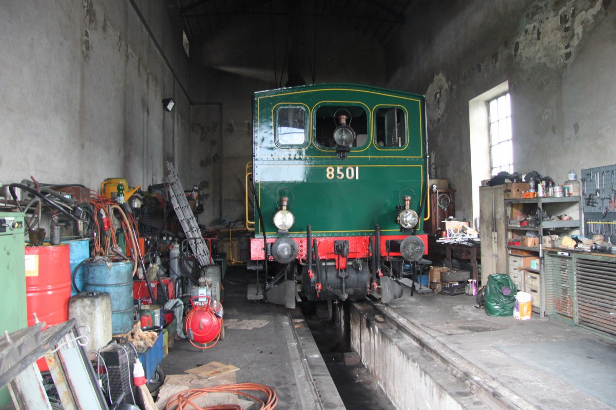 Club del San Gottardo.Im Schuppen die zweite Dampflok des Vereins,Lok E3/3 8501 (SLM 1919)Sie ist ebenfalls betriebsf�hig.Mendrisio 08.09.13