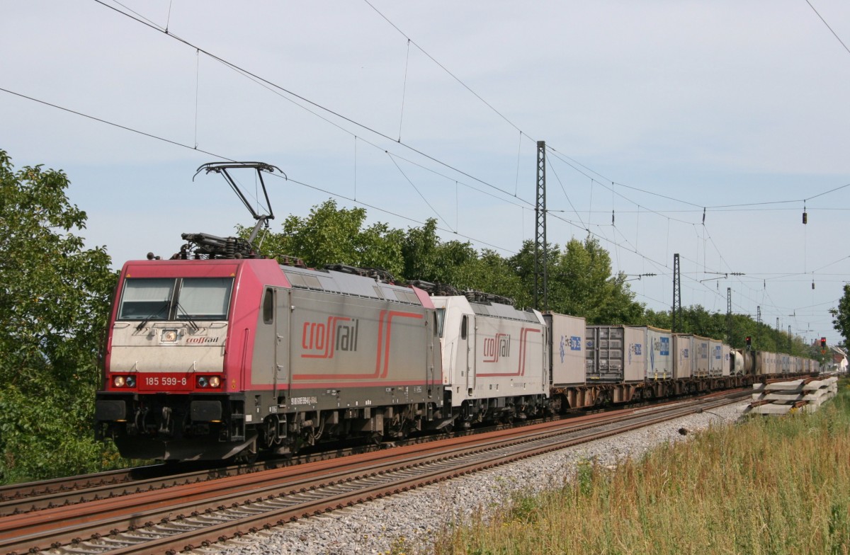 CR 185 599 mit Gterzug Richtung Basel am 16.08.2009 in Heitersheim