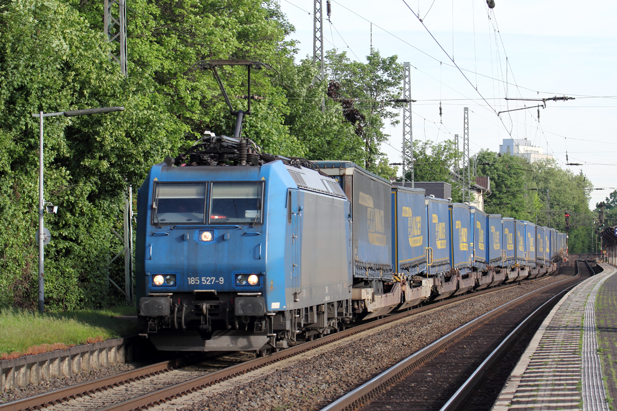 Crossrail 185 527-9 durchfährt Bonn-Beuel 17.5.2017