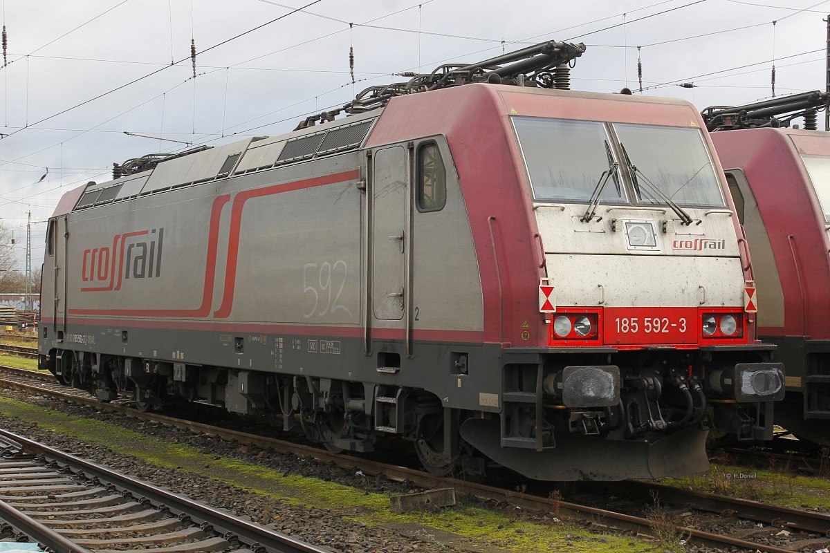 Crossrail 185 592-3 in Krefeld Hbf, Januar 2016.