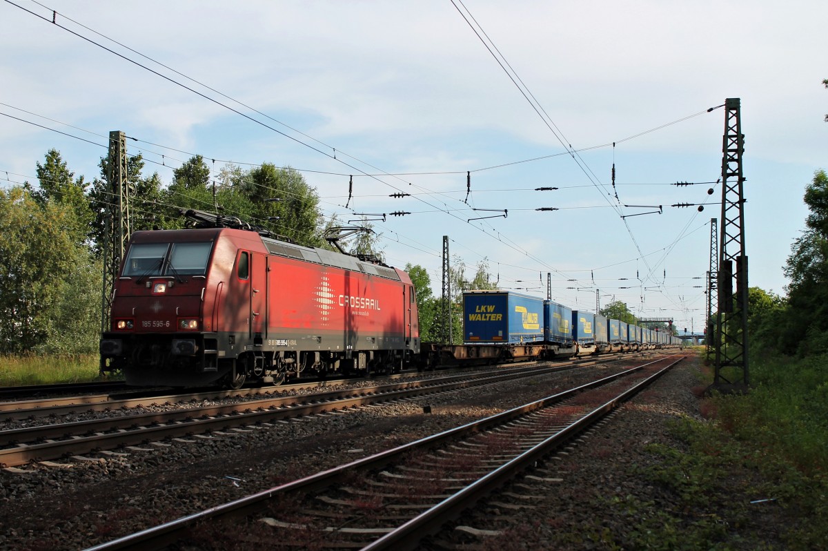 Crossrail 185 595-6  Ruth  am 06.06.2014 mit einem LKW Walter KLV in Orschweier gen Norden.
