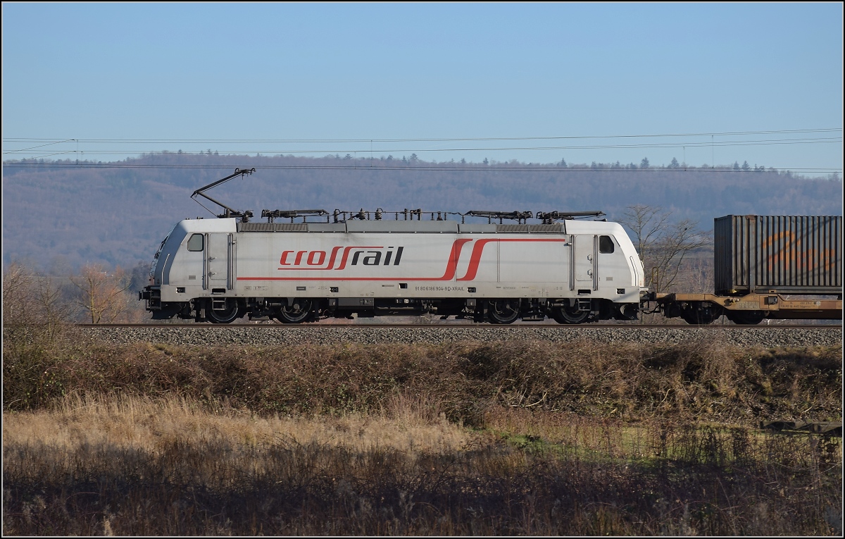 Crossrail 186 904 bei Friesenheim. Februar 2019.