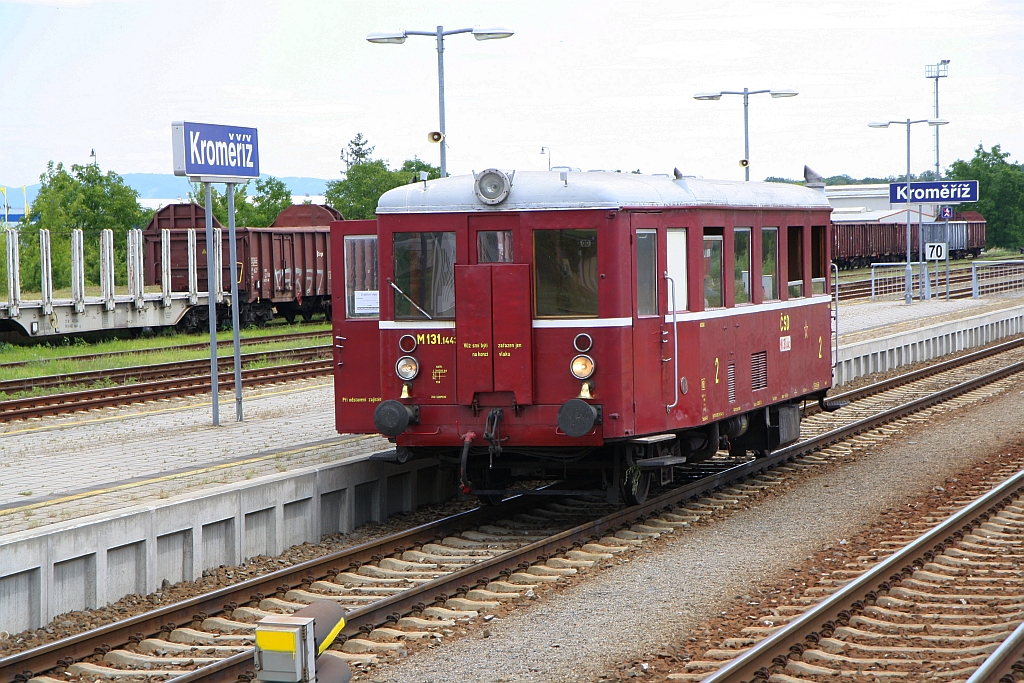 CSD M131.1443 (SK-ZSR 90 56 2 801 443-3) am 06.Juli 2019 als Os 10984 nach Tovacov im Bahnhof Kromeriz.