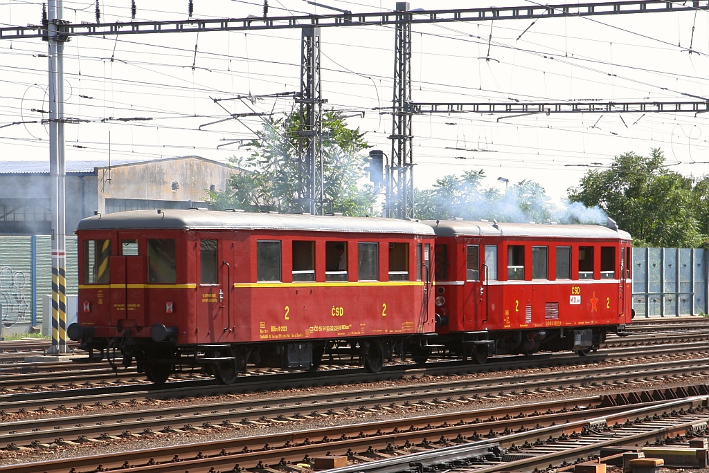 CSD M131.1448 (CD 801 615-6) fährt am 11.August 2019 nach Lednice fahrend aus dem Bahnhof Breclav.