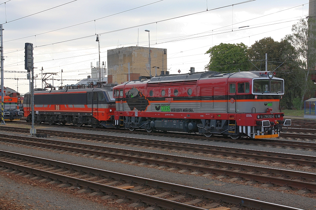 CZ-KDS 750 202-4 und CZ-IDSC 365 001-7 am 15.August 2018 im Bahnhof Breclav.