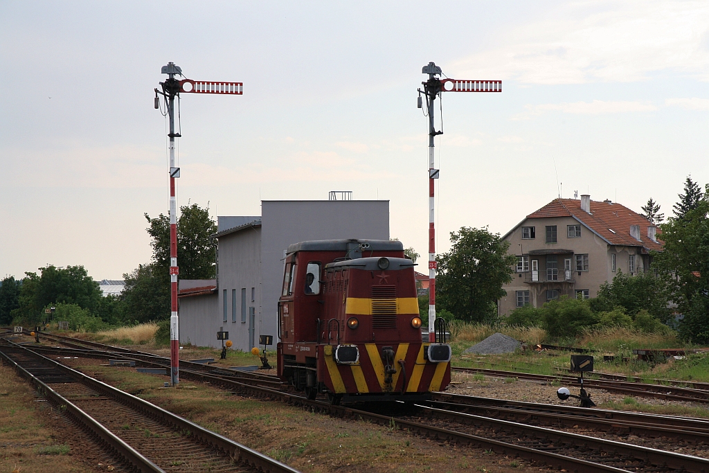 CZ-RCAS 98 54 4 702 586-9, historisch als CSD_T212 0586 angeschrieben, am 14.Juli 2018 im Bahnhof Moravske Budejovice.