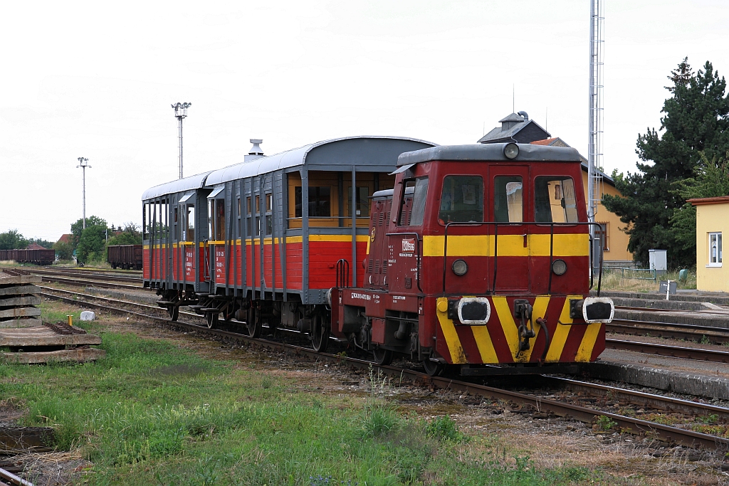 CZ-RCAS 98 54 4 702 586-9, historisch als CSD_T212 0586 angeschrieben, am 14.Juli 2018 als Os 18394 (Moravske Budejovice - Jemnice)im Bahnhof Moravske Budejovice.