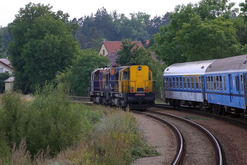 CZ-VD 740 621-8 und 631-7 am 24.August 2019 im Bahnhof Kralice nad Oslavou.