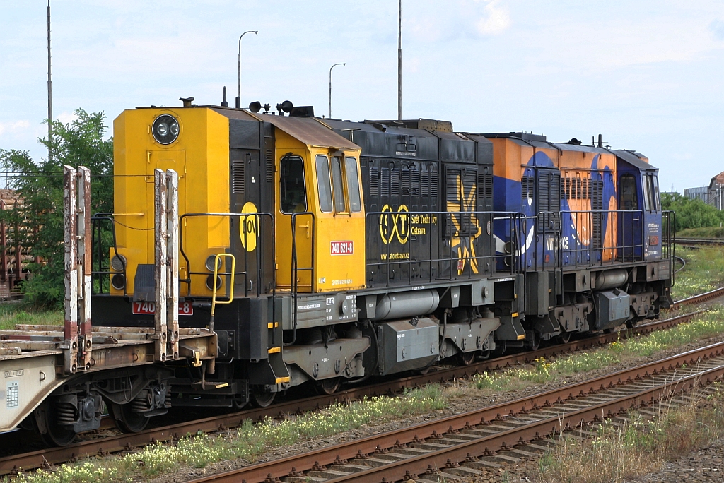 CZ-VD 740 631-7 und 621-8 am 11.August 2019 im Bahnhof Moravske Budejovice.