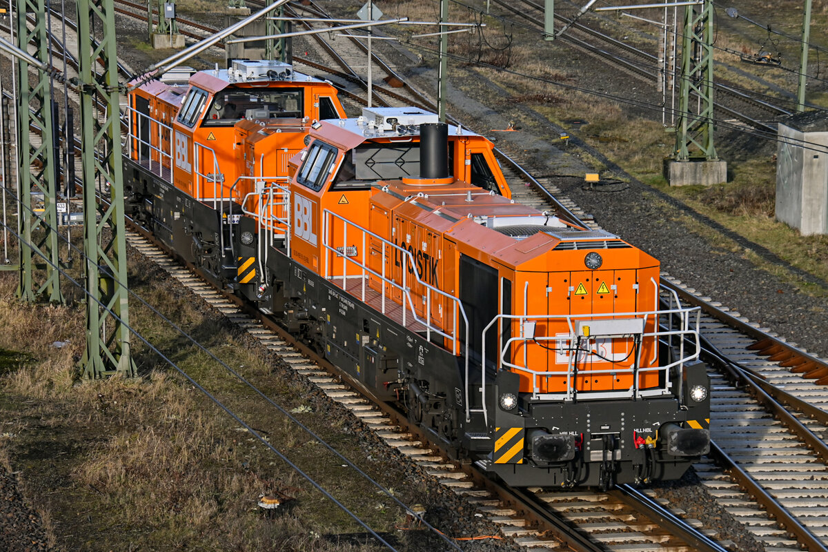 D-BBL 4185 151-2 (BBL 47) und D-NXRL 4185 135-5 (BBL 39) standen am 16.01.2026 im Lübecker Hgbf (ALR). Wenig später fuhren die beiden DE 18 in Richtung Bad Kleinen (WK) ab.