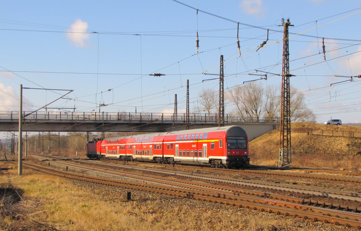 D-DB 50 80 36-33 085-2 DABbuzfa 760 mit der RB 16506 aus Saalfeld, am 28.02.2015 bei der Einfahrt in Naumburg (S) Hbf.