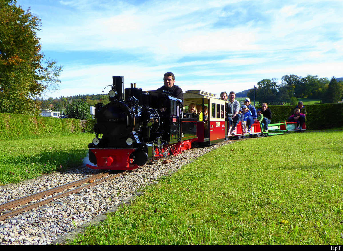 Dampfbahn Aaretal Münsingen - Dampflokmodell  99 3462 unterwegs auf der Anlage am 12.010.2019
