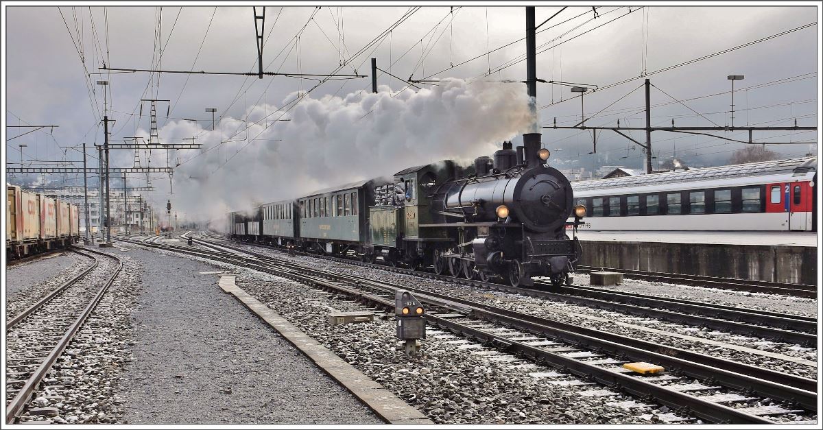 Dampfextrazug mit G 4/5 107 nach Disentis/Müstér verlässt Chur- (05.03.2017)